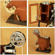 Filmprojektor-Spieluhr, -Spieluhr im Antiken Vintage-Stil, Spielt Melodien Als Geburtstagsdekoration für Zuhause/BüRo/Arbeitszimmer
