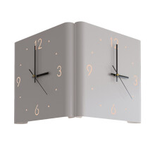 Square Wall Clock Folded Corner Wall Hanging Clock Chic Arc Silent Clock with Light for Living Room Home Decoration-A