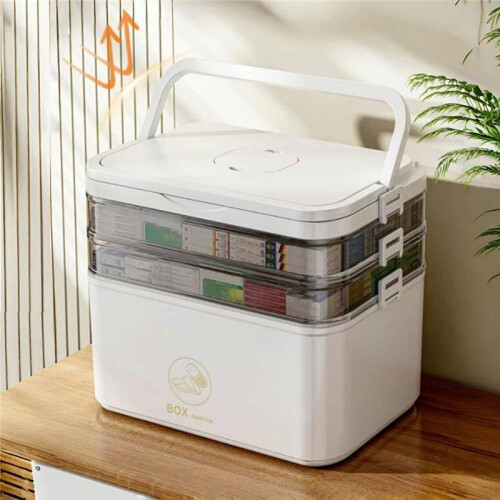 Portable Box Large Capacity Home Kit Family Emergency Box with Multi-Layer Storage Case 2
