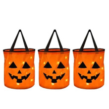 Sacchetti di Caramelle A Forma di Zucca con Luci A LED per Halloween, Dolcetto o Scherzetto, Cestino di Halloween per La Festa del Ringraziamento,