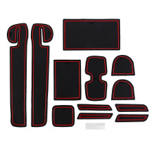 For SWIFT 2018 12Pcs Anti-Slip Non-Slip Rubber Decorative Cup Holder Sticker Gate Slot Pad Door Mat - Red