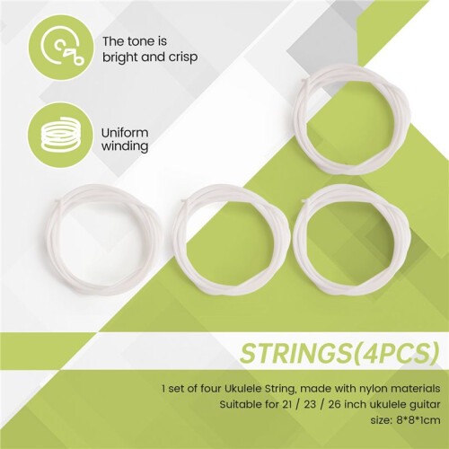 4pcs/set White Durable Nylon Ukulele Strings Replacement Part for 21 inch 23 inch 26 inch Stringed Instrument 2
