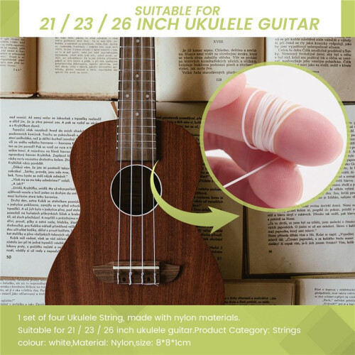 4pcs/set White Durable Nylon Ukulele Strings Replacement Part for 21 inch 23 inch 26 inch Stringed Instrument