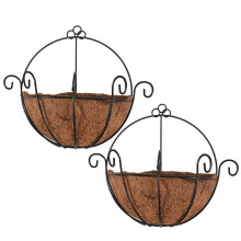 2 PCS Iron Wall Hanging Gentleman Basket 25Cm Semi-Circular Plant Flower Wall Hanging Bracket Plant Hanger Decoration Suitable for Garden Porch