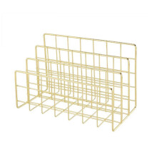 Metal Mesh Desk Organizer Desktop Letter Sorter Mail Tray File Organiser Office Home Bookends Book Holder -Gold