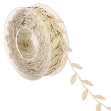 15m Leaves Ribbon Trim Wreath for Wedding Wall Crafts Party Decor Gold