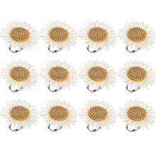 12Pcs Flower Napkin Rings, Floral Napkin Rings Sunflower Napkin Holder Daisy Serviette Buckles Holder for Table Decor