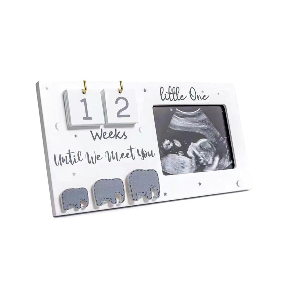 Sonogram Picture Frames, Ultrasound Photo Frames with Countdown Weeks, Elephant Nursery Decor for Birth Information