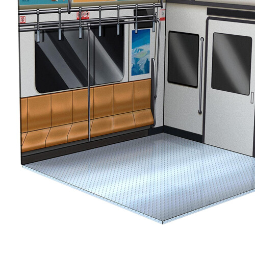 1:12 Scale Metro Backdrop for Action Figures, Realistic PVC Scene Display Stand 1