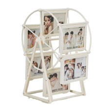 Retro Vintage Rotating  Wheel Picture Frame, Personalized Family Photo Frame Shows for 12 Photo Home Decor A