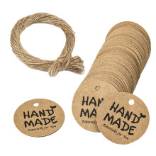 100x Handmade Kraft Paper Tags Wedding Party Favor Xmas Labels  Brown