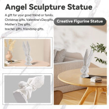 Vita äNglar Resin Keruber Staty Staty, BedåRande ÄNgel Skulptur Memorial Staty Inomhus Heminredning, Wing White-L