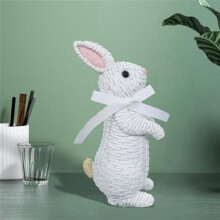 Estatueta de Coelhinho de SimulaçãO de PáScoa DecoraçãO de Mesa Festival Arte Coelho Artesanato Ornamento Branco-A