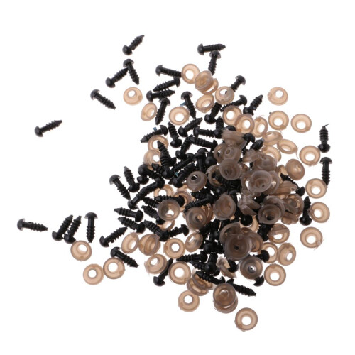 100 Pieces Solid Black Plastic Safety Eyes with BACKS for Bear Doll DI 2