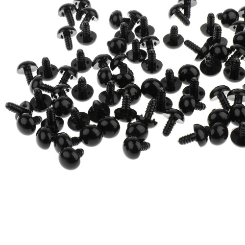 100 Pieces Black Plastic Safety Eyes with Backs for Dolls DIY Making 1 2