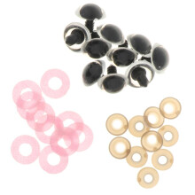10pcs Plastic Safety Toy Eyes + Glitter Nonwovens + Washer 18mm Pink