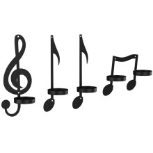 4Pc Music Note Candle Holder Black Music Note Wall Sconce Vintage Art Musical Note Style Candle Holders Iron