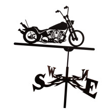 Black Stainless Metal Motorcycle Weathervane Weather Vane Garden Ornam