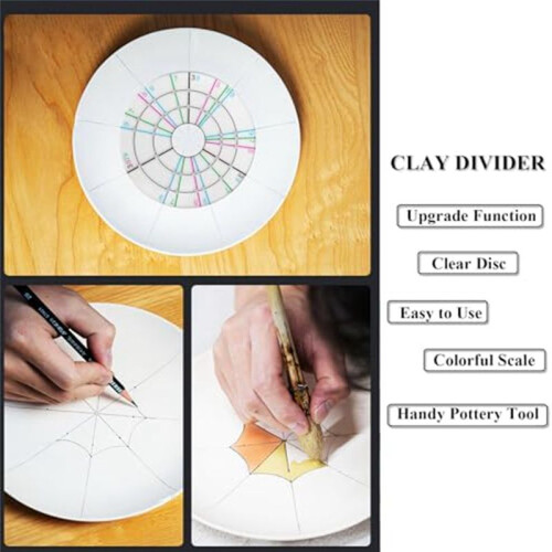 Pottery Clay Divider Tools Equal Circle Protractor Rotary Disc Ceramic Pottery Trimmer Tool for Potters Clay Artists A 1