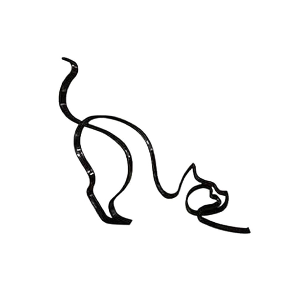 Wella Elements Cat Minimalist Art Sculpture, Metal Abstract Cat Geometric Drawing Art Statue, Creatives Statue For Wall Room Decor
