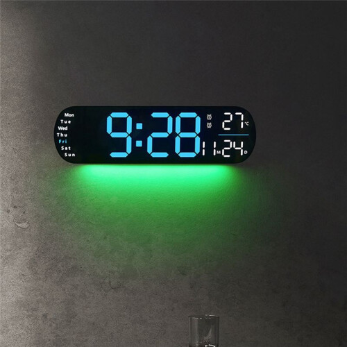 LCD Digital Alarm Clock Multifunction Large LED Wall Clock Display with Alarm, Temperature & Humidity Clock-B 1