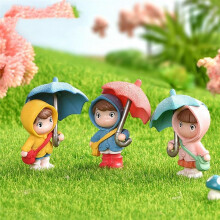 Cute Umbrella Girl Figurines Desktop Ornament Plant Pot Statues Decor Windowsill Landscape Figurine