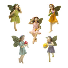 Estatuilla de Hadas 5 Piezas Figuras de Hadas de Resina con Ala de Mosca Figuras de Hadas en Miniatura para Jardín Estatua de Hadas Encantadora para
