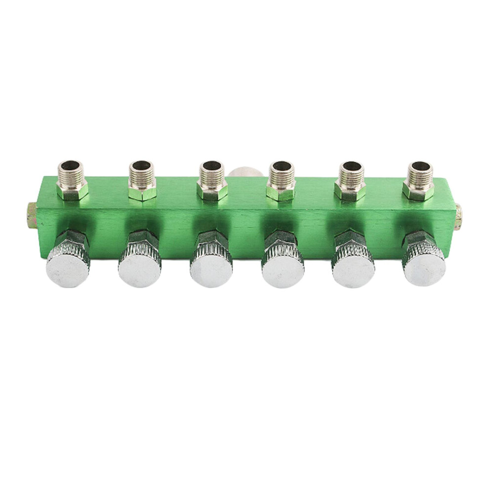 Metal Airbrush Air Hose Splitter Regulated Metering Manifold 6 Way 6902695896415