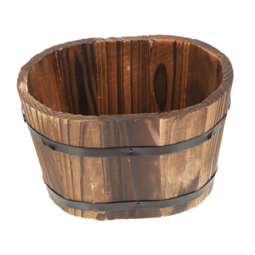 Oval Wooden Barrel Planter Versatile Plant Container for Windowsill Ta