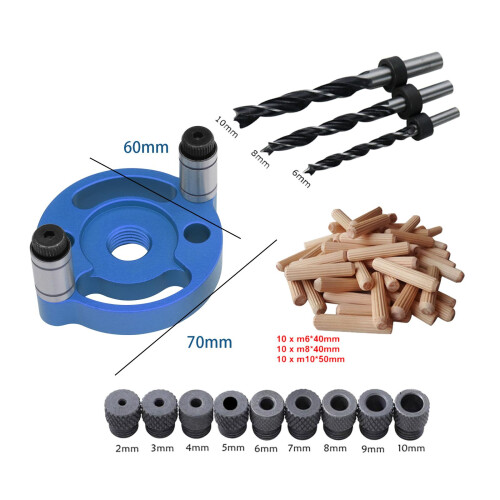 Wood Hole Dowel Drill Guide Set 3 Hole Drill Bit Guide Jig Anodized Su 1