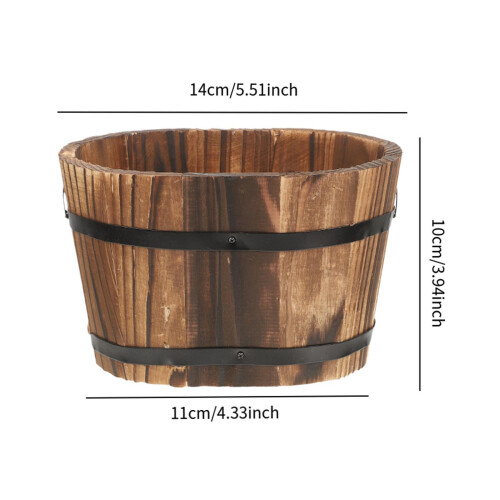 Oval Wooden Barrel Planter Versatile Plant Container for Windowsill Ta 1