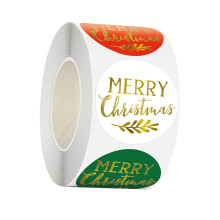 1 Roll Merry Christmas Stickers Labels Round Seals for Gift Envelopes