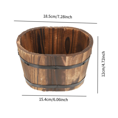 Oval Wooden Barrel Planter Versatile Plant Container for Windowsill Ta 1