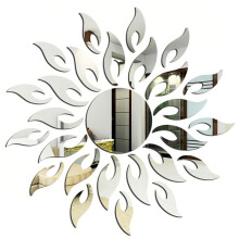 5Set DIY Sticker Wall Sticker Sun Room Wall TV Cabinet Ceiling Art Decor Removable Mirror Shape Decoration,Silver