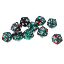 10pcs/set 20 Sided D20 Dice for TRPG Game Green Coffee