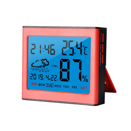 Alarm Clock Hygrometer Electronic Thermometer Home Decoration ABS Engineering Plastic Humidity Range 10-99 RH,A