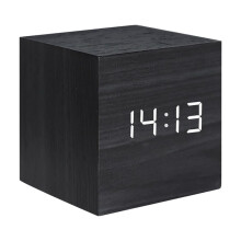 Réveil Numérique LED Carré en Bois, Horloge Lumineuse Rétro en Bois, Horloge de Chevet LED, Horloge Numérique