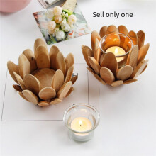 Wooden Flower Candle Holder Wooden Pillar Candle Stand Flower Tea Light Holder Wood Trim Lotus Decor Retro Candle Holder