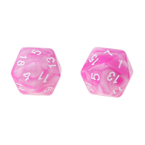10pcs/set 20 Sided D20 Dice for TRPG Game   Pink White 2