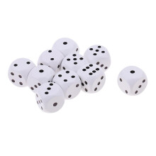 10 Pieces Wooden Dice D6 Dotted Dice for D&D TRPG Board Game Toy Whi