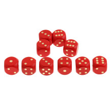 10 Pieces Wooden Dice D6 Dotted Dice for D&D TRPG Board Game Toy Red