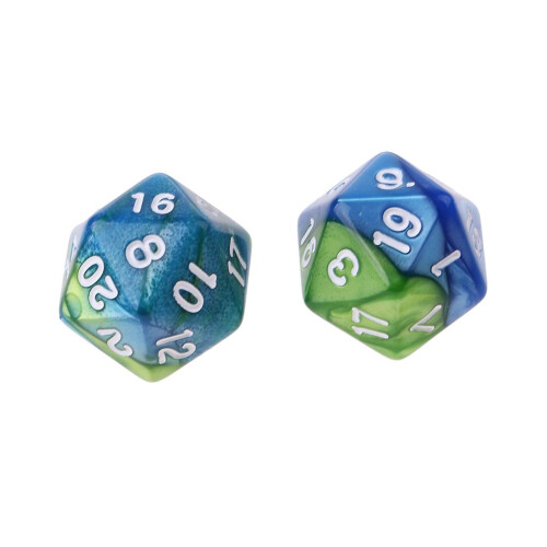 10pcs/set 20 Sided D20 Dice for TRPG Game   Blue Green 2