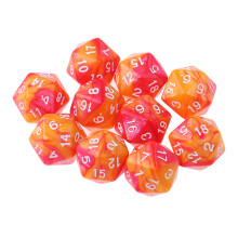 10pcs/set 20 Sided D20 Dice for TRPG Game Orange Red