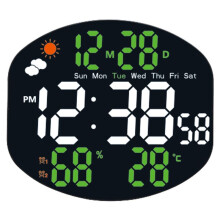 Digital Alarm Clock Wall Clock Weather Station with Humidity/Temp/Auto Dimming/Date/Two Alarm Set/Standing/Hanging B