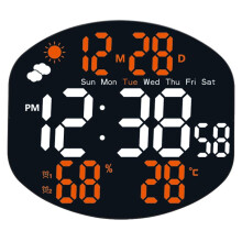 Digital Alarm Clock Wall Clock Weather Station with Humidity/Temp/Auto Dimming/Date/Two Alarm Set/Standing/Hanging A