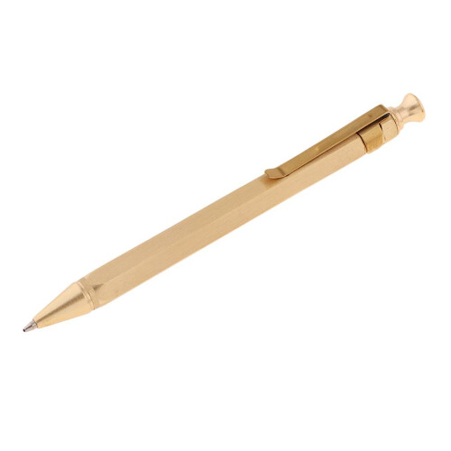 Handmade Brass Retractable Liquid Ballpoint Pen Black Ink with Black B