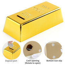 Tirelire Tirelire Banque en Plastique Barre D'Or Brique Tirelire pour Cadeaux D'Anniversaire Décoration D'Intérieur