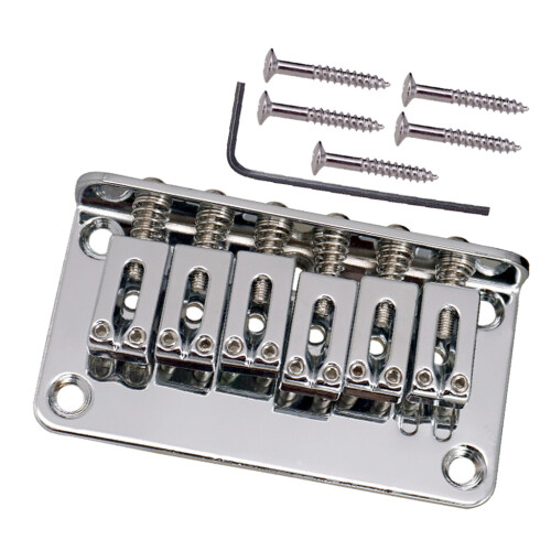 6 String Guitar Roller Saddle Bridge Tailpiece for Electric Guitar Sil 2