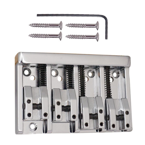 Silver Guitar Saddle Bridge for 4 String Electric Bass Parts 2