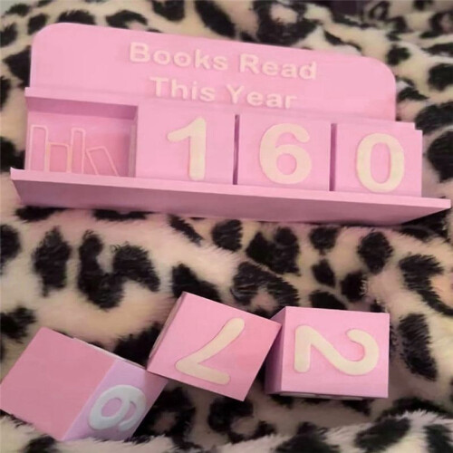 Bookshelf Decor Book Read This Year Counter, 3d Challenge Reading Tracker, Reading Challenge Gift, Number-Blocks Sign B 2